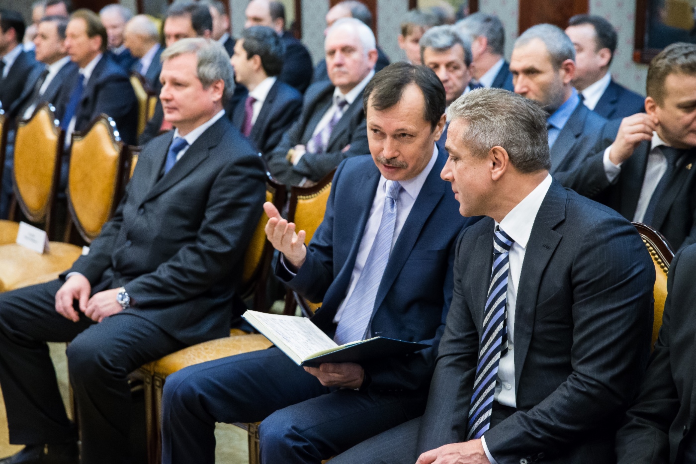 Prize winners (from right to left) – Deputy Director General for Compressor Station Operation of Gazprom Transgaz Yugorsk Alexey Prokopets and Deputy Head of Gazprom’s Gas Transportation, Underground Storage and Utilization Department Alexander Shaikhutdinov