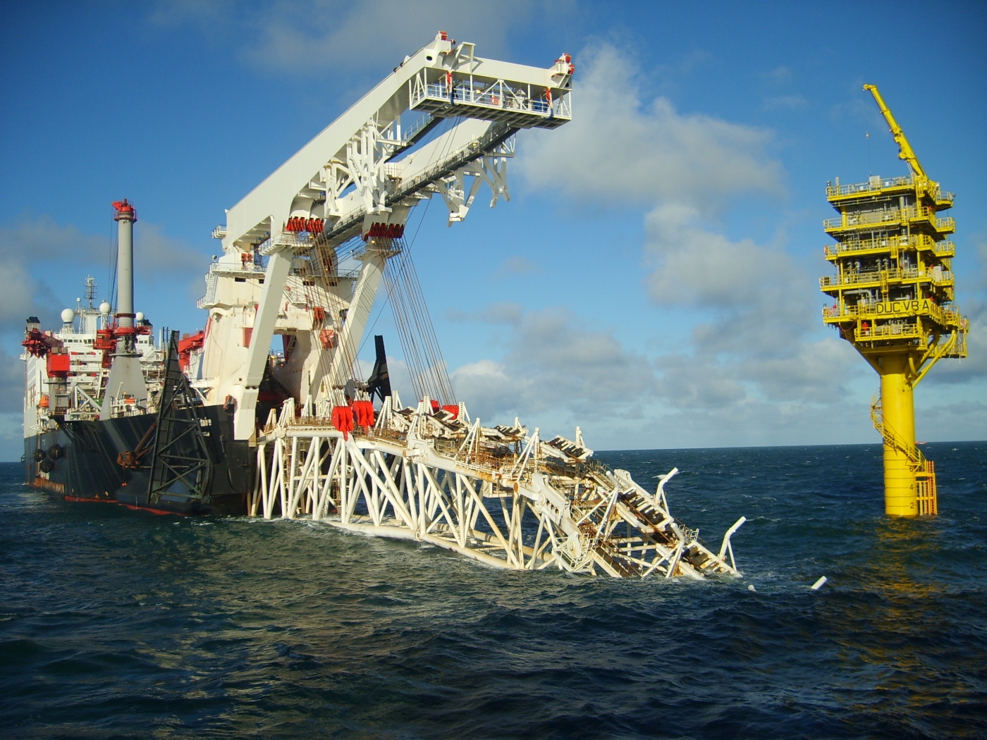 Construction of Nord Stream gas pipeline. Solitaire pipe-laying vessel