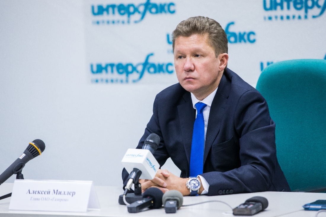 Alexey Miller during a press conference on gas supplies to Ukraine