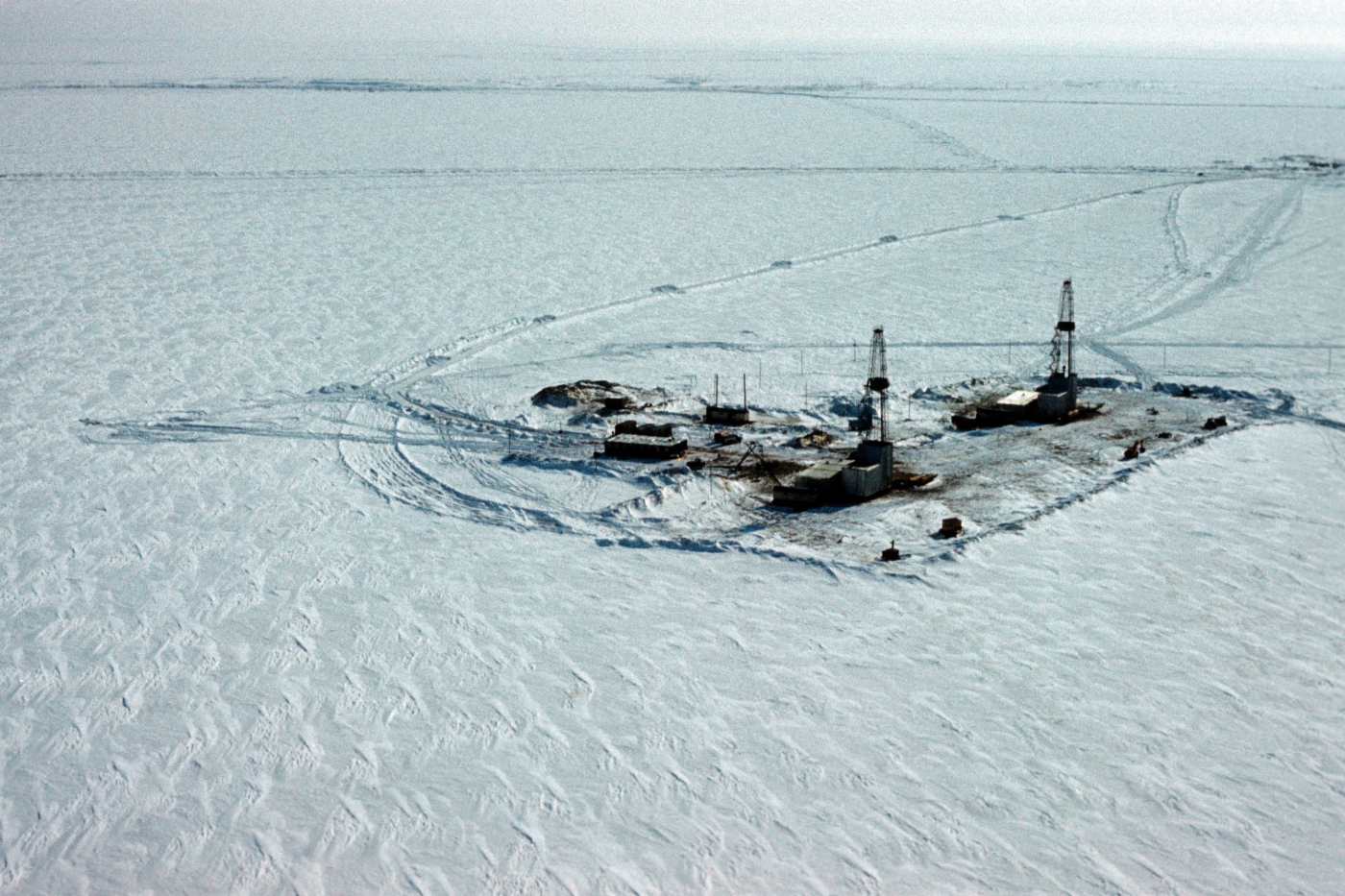 Exploratory drilling, Yamal-Nenets Autonomous Okrug, Russia, 1976. Photo by Gazprom