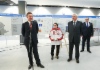 Alexey Miller (left) attends event celebrating completion of Gazprom’s construction project for sports complex with two ice arenas in St. Petersburg’s Nevsky District
