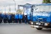 Alexey Miller (center right) takes part in festive reception of Gas into Motors motor rally featuring Gazprom natural gas vehicles