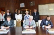 Alexey Miller, Georgy Poltavchenko, Governor of Saint Petersburg and Vladimir Lyubomirov, President of regional sport public organization Saint Petersburg Yacht Club signing Agreement to promote sailing in Saint Petersburg