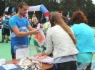 Charitable event participants at registration desk