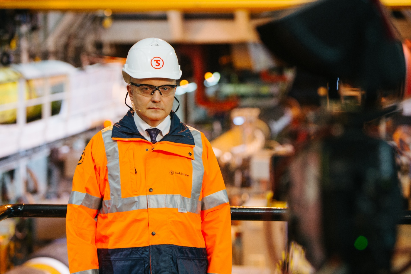 Oleg Aksyutin, Member of Management Committee, Head of Department of Gazprom, takes part in ceremony marking completion of TurkStream gas pipeline’s offshore section