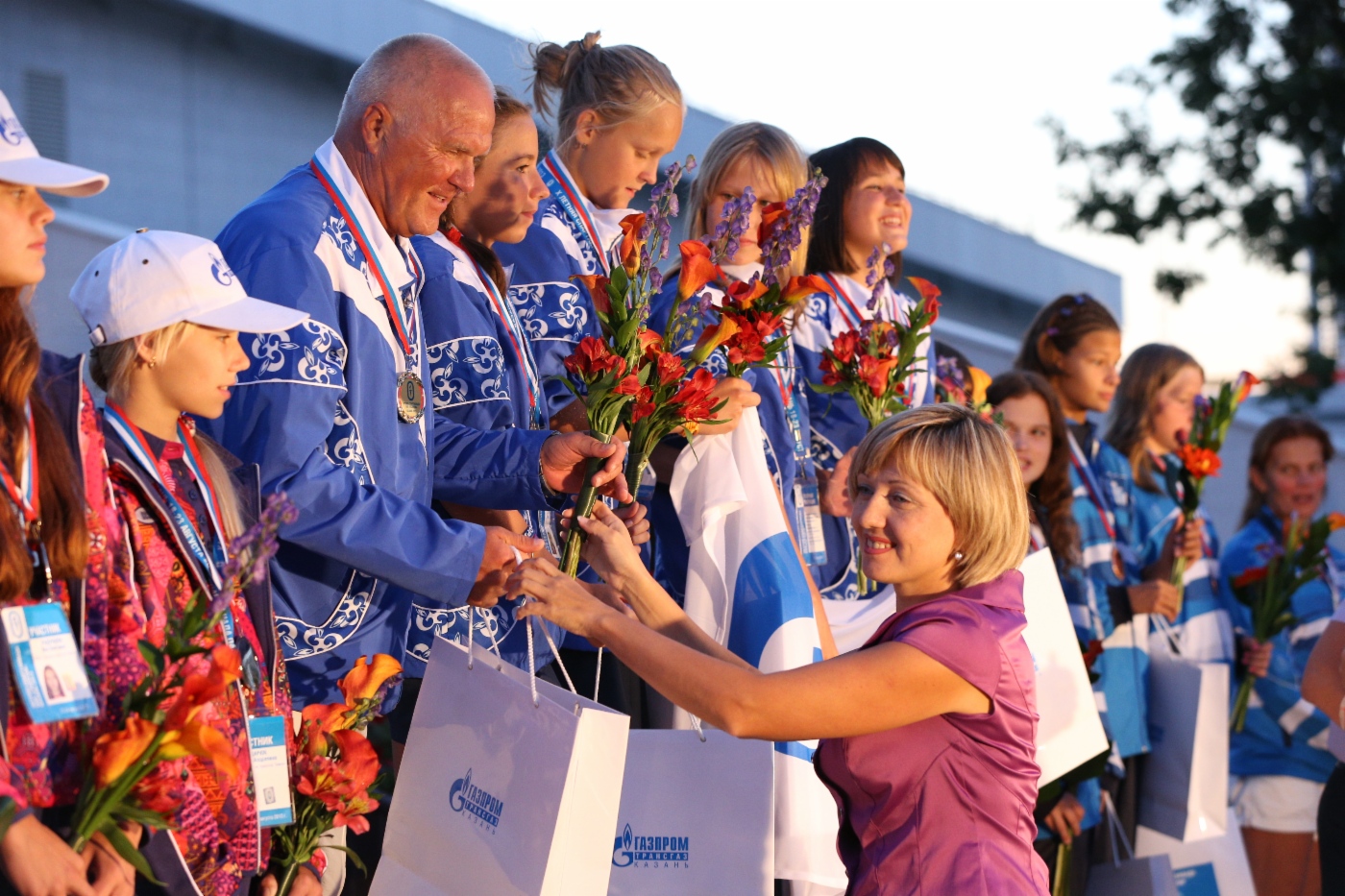 At victory ceremony. First day of Spartakiada Games