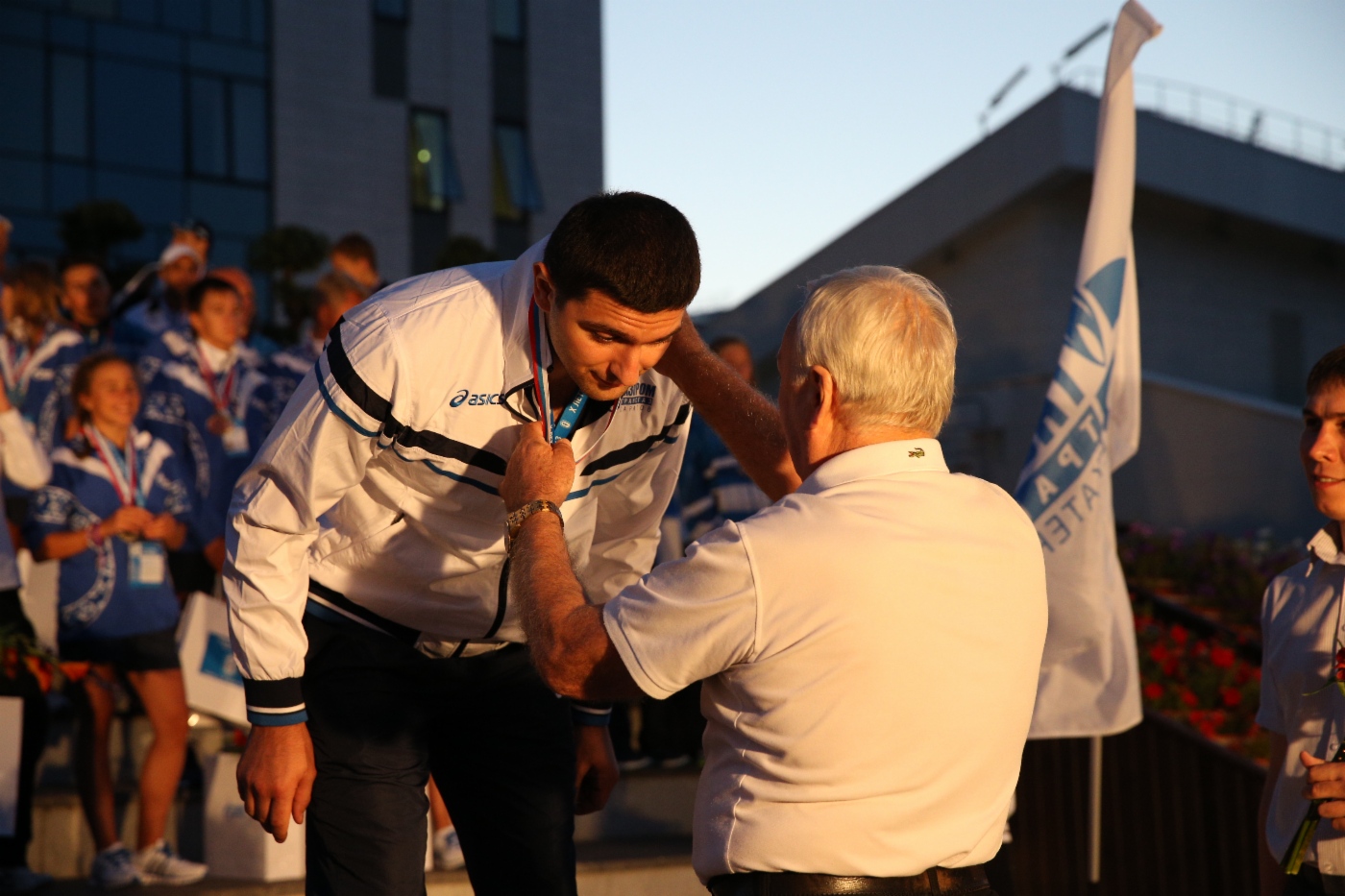 Victory ceremony. First day of Spartakiada Games
