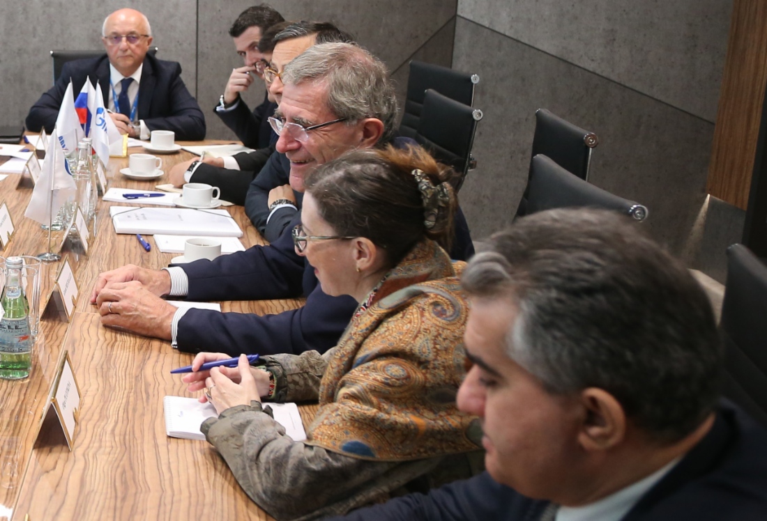 Gerard Mestrallet, Chairman of Engie Board of Directors, at meeting with Alexey Miller