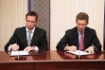 Dmitry Konov, Chief Executive Officer of SIBUR and Alexey Miller signing Memorandum of Cooperation as part of construction of gas processing plant and gas chemical complex in Belogorsk, Amur Region