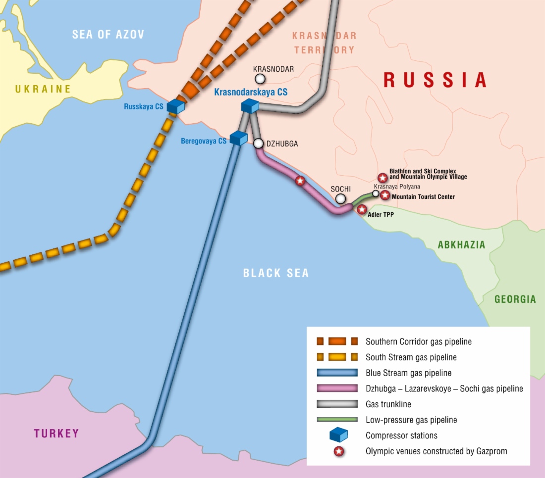 Gas transmission projects layout, Krasnodar Territory