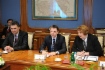 Delyan Dobrev (center), Bulgarian Economy, Energy and Tourism Minister at meeting with Alexey Miller