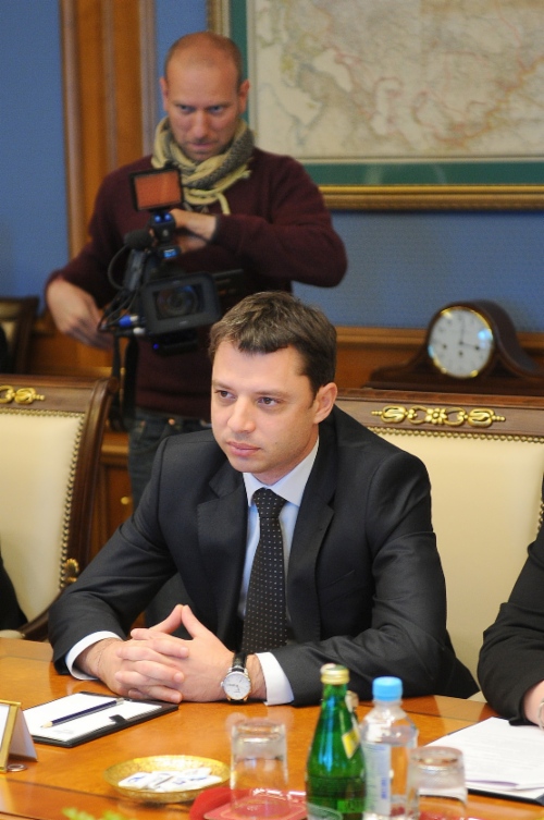 Delyan Dobrev, Bulgarian Economy, Energy and Tourism Minister at meeting with Alexey Miller