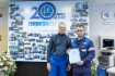 Alexander Medvedev (left), Deputy Chairman of Gazprom Management Committee, Chairman of Board of Directors of Severneftegazprom, handing note of acknowledgement to Dmitry Nastasyak (right), 4th-grade oil and gas production operator of gas production service