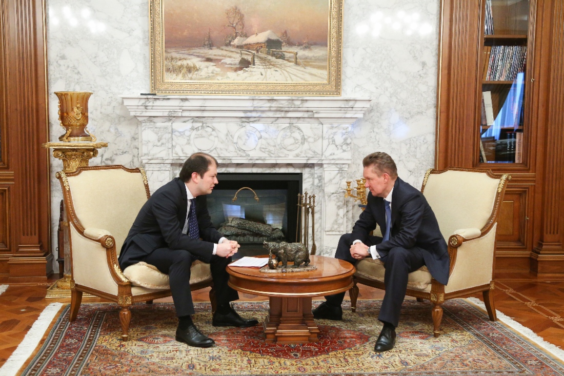 Working meeting between Denis Safin, Director General of Zagorsk Pipe Plant, and Alexey Miller in Moscow