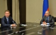 Alexey Miller and Vladimir Putin at ceremonial event marking launch of Vostochno-Messoyakhskoye field